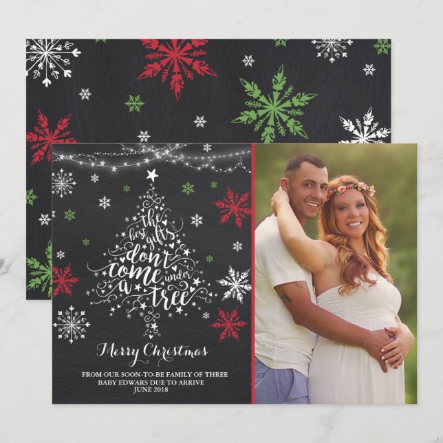 Christmas Pregnancy Announcement Christmas Photo (Front/Back)