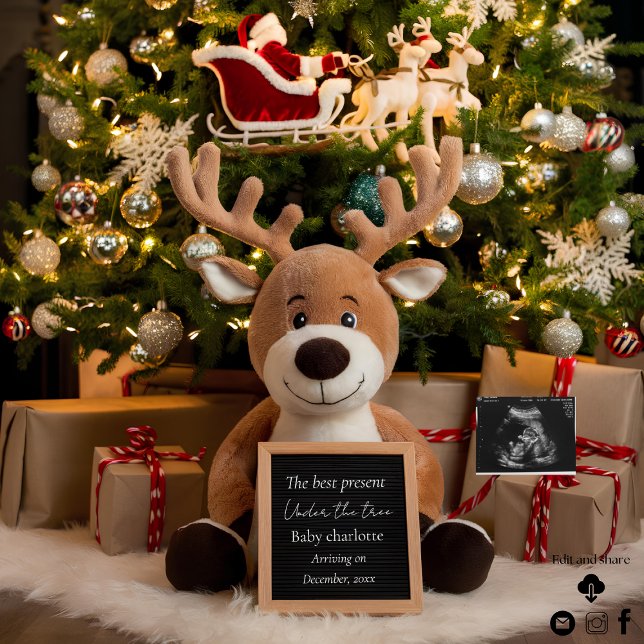 Christmas Pregnancy Announcement cute reindeer  (Creator Uploaded)