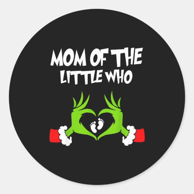 Christmas Pregnancy Announcement Funny Mom Of The  Classic Round Sticker (Front)