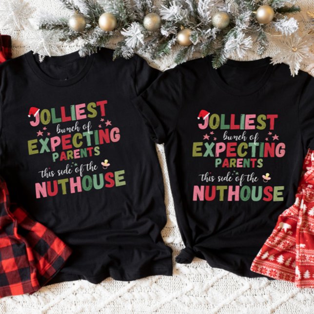 Christmas Pregnancy Announcement Matching Couple  T-Shirt (Creator Uploaded)