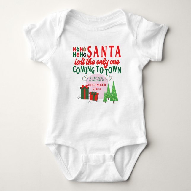 Christmas Pregnancy Announcement Maternity Reveal Baby Bodysuit (Front)