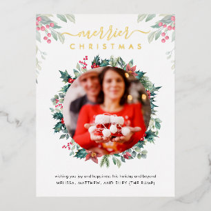 Christmas Pregnancy Baby Reveal Foil Holiday Postcard