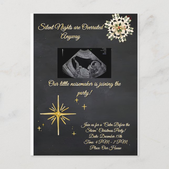 Christmas Pregnancy Chalkboard Invitation  Postcard (Front)