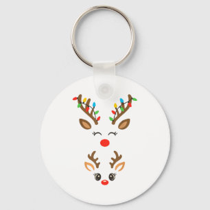 Christmas Pregnancy Reindeer Xmas Lights New Mom T Key Ring