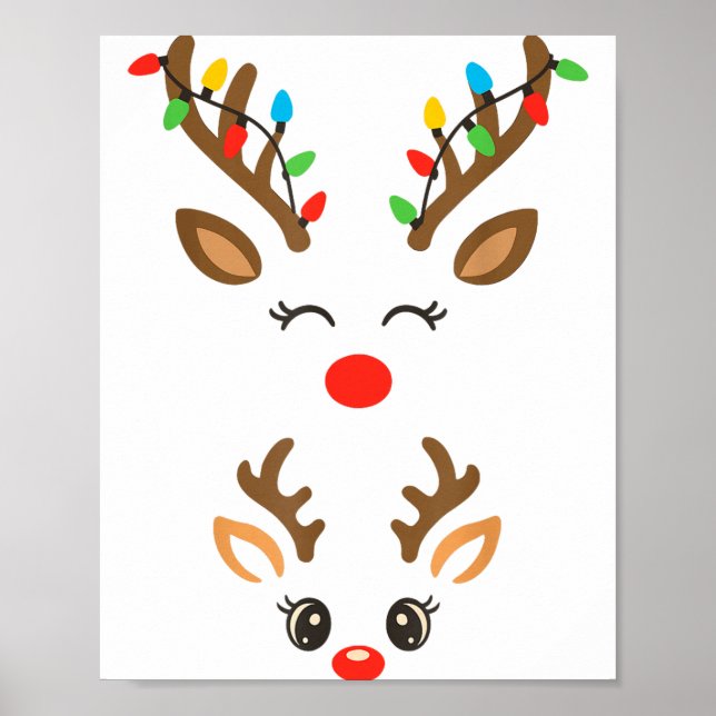 Christmas Pregnancy Reindeer Xmas Lights New Mom T Poster (Front)