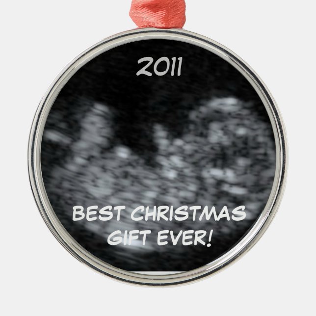 Christmas Pregnancy Surprise Metal Tree Decoration (Front)