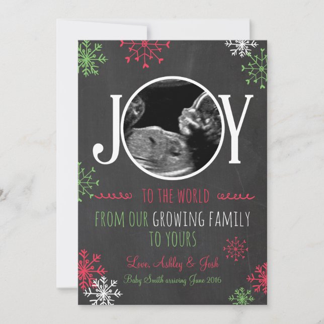 Christmas pregnancy ultrasound announcement Joy (Front)