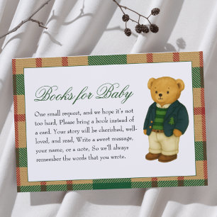 Christmas Preppy Bear Baby Shower Books for Baby Enclosure Card