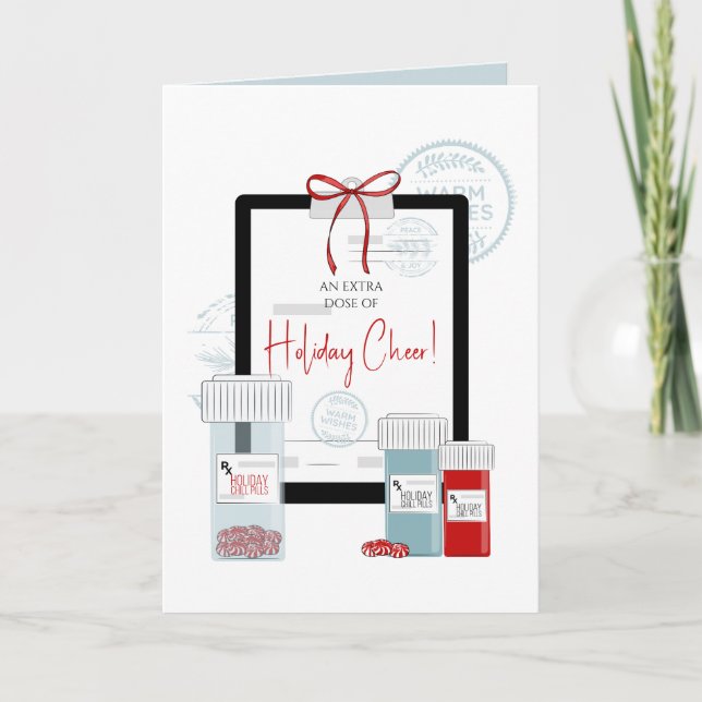 Christmas Prescription for Dose of Cheer Holiday Card (Front)