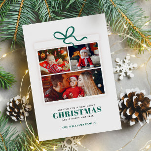 Christmas Present 3 Photo Collage Custom Holiday Card