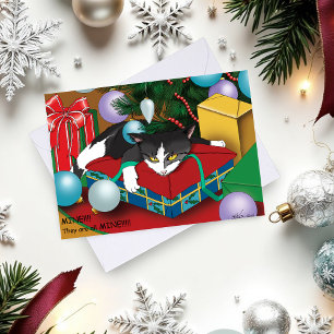Christmas Present Cat Holiday Card