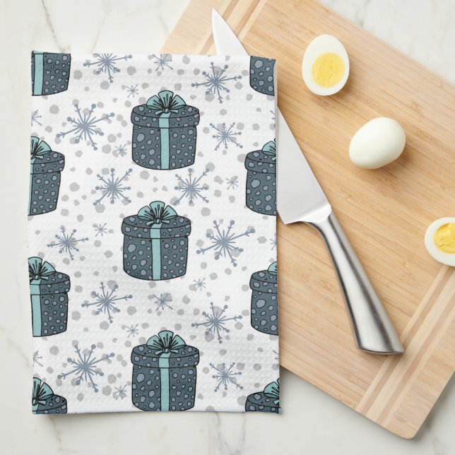 Christmas Presents Pattern  Tea Towel (Quarter Fold)