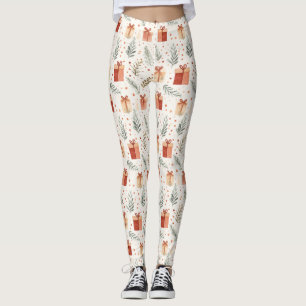 Christmas Presents, Polka Dots and Botanicals Leggings
