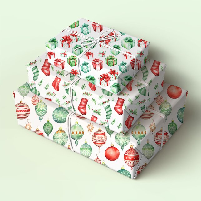 Christmas Presents, Stockings and Ornaments Wrapping Paper Sheet (Creator Uploaded)