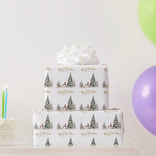 Christmas presents under the tree wrapping paper