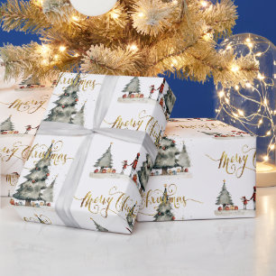Christmas presents under the tree wrapping paper