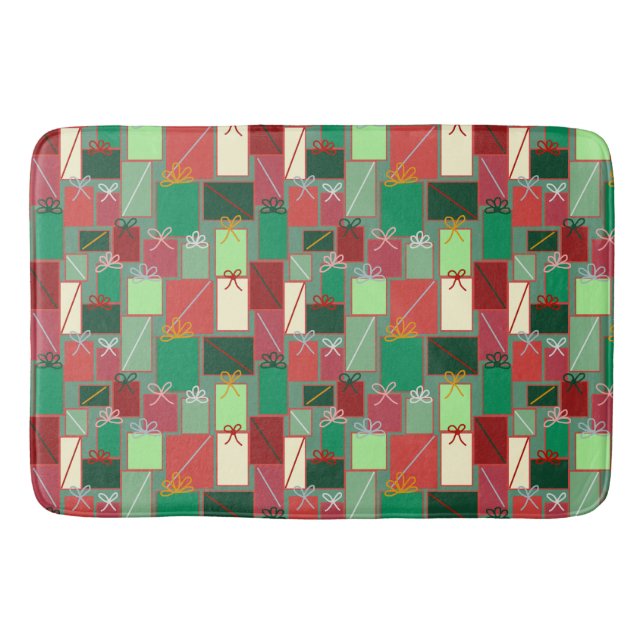 Christmas Presents with Ribbons and Bows Bath Mat (Front)