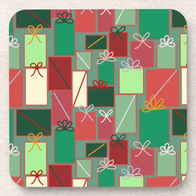 Christmas Presents with Ribbons and Bows Coaster (Front)