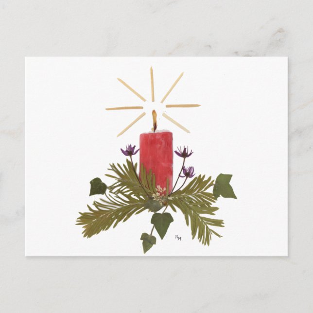 Christmas Pressed Flower Designs Holiday Postcard (Front)