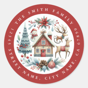 Christmas Pretty Deer Round Stickers