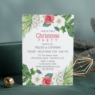 Christmas Pretty Floral Corporate Christmas Party Invitation