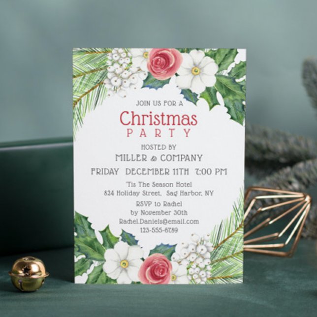 Christmas Pretty Floral Corporate Christmas Party Invitation (Creator Uploaded)
