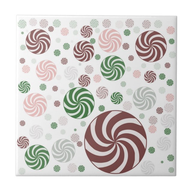 Christmas Pretzel Pattern Ceramic Tile | Festive  (Front)