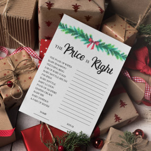 Christmas Price is Right Baby Shower Game Card