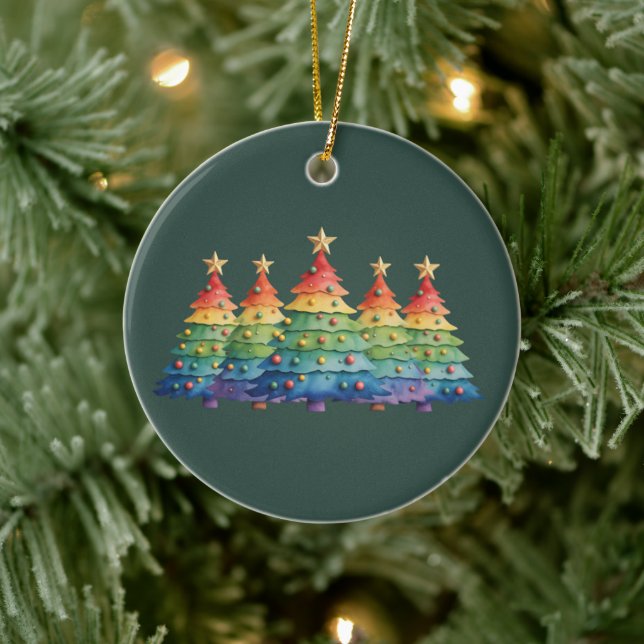 Christmas Pride Rainbow LGBTQ Equal Rights Gay  Ceramic Tree Decoration (Tree)