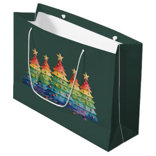 Christmas Pride Rainbow LGBTQ Equal Rights Gay  Large Gift Bag