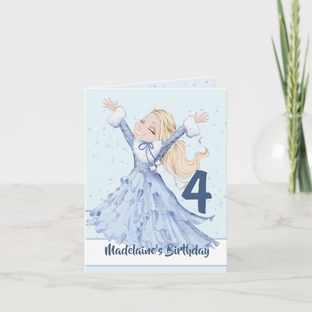Christmas Princess Birthday Winter Age Card (Front)