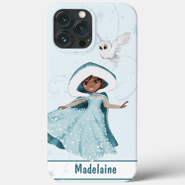 Christmas Princess Dark Hair Enchanted Owl Girls Case-Mate iPhone Case (Back)