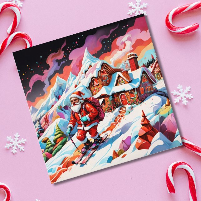 christmas psychedelic skiing santa  holiday card (Creator Uploaded)