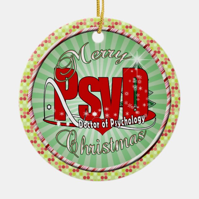 CHRISTMAS PsyD Doctor of Psychology Ceramic Tree Decoration (Front)