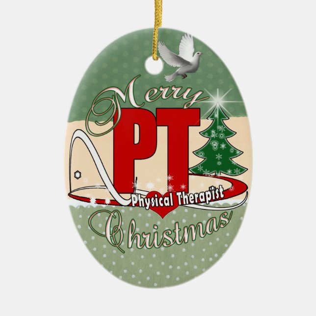 CHRISTMAS PT Physical Therapist Ceramic Tree Decoration (Front)
