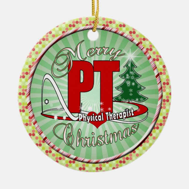 CHRISTMAS PT Physical Therapist Ceramic Tree Decoration (Front)