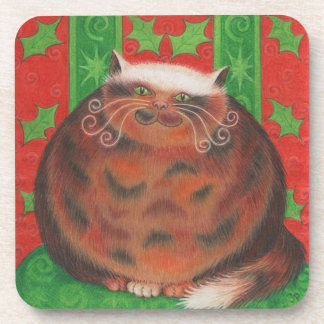 Christmas Pud cork-backed coasters