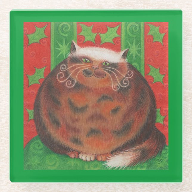 Christmas Pud glass coaster (Front)