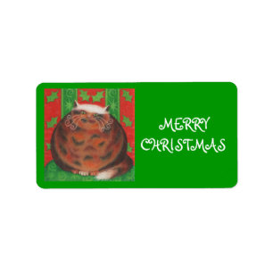 Christmas Pud 'Merry Christmas' gift tag label