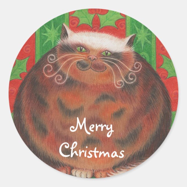 Christmas Pud 'Merry Christmas' round sticker (Front)