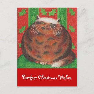 Christmas Pud 'Purrfect Christmas Wishes' postcard