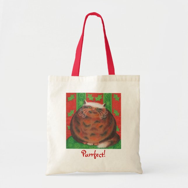 Christmas Pud 'Purrfect!' tote bag (Front)