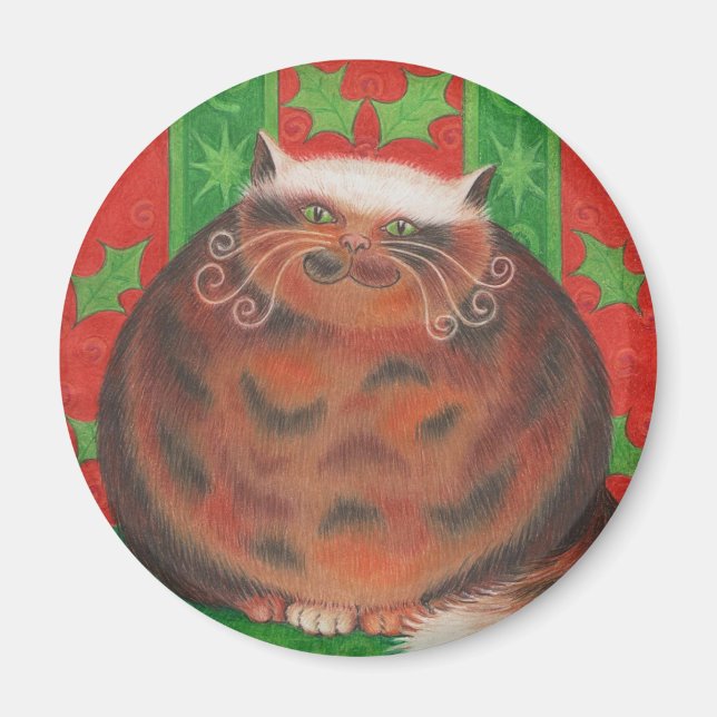 Christmas Pud round fridge magnet. Magnet (Front)