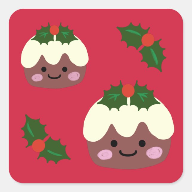 Christmas Pudding 2 Square Sticker (Front)