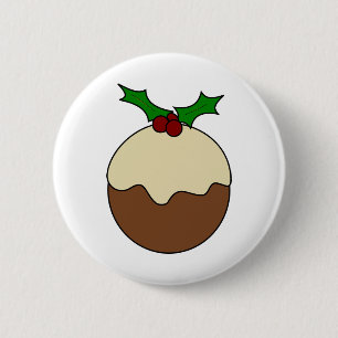 Christmas pudding 6 cm round badge