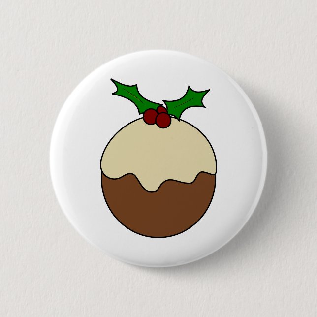 Christmas pudding 6 cm round badge (Front)