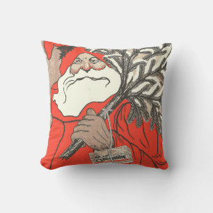 Christmas Pudding And Germanic Santa Vector Cushion