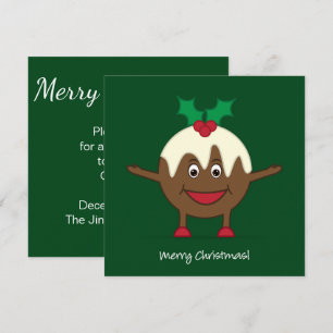 Christmas pudding cartoon character invitation