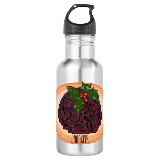 Christmas pudding cartoon illustration  532 ml water bottle (Front)