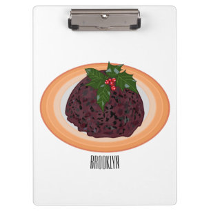 Christmas pudding cartoon illustration clipboard